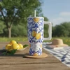 Estia DIDELIS TERMINIS PUODULIS SU ŠAUDULIU 900 ML citrinos raštas su laikikliu kavai ir arbatai