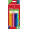 Spalvoti pieštukai Faber-Castell Junior Grip, tribriauniai, 10 spalvų, su drožtuku