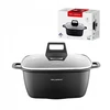 Florina Chef kvadratinis aliuminio puodas 24 cm 4,6L juodas indukcijai