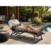 Focus Garden RELAX sulankstomas sodo paplūdimio šezlongas baseino sodui, patogus, tvirtas, juodas