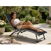 Focus Garden RELAX sulankstomas sodo paplūdimio šezlongas baseino sodui, patogus, tvirtas, juodas