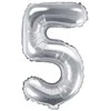Party Deco Balionas folinis skaičius 5 sidabrinis 35cm