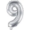 Party Deco Balionas folinis skaičius 9 sidabrinis 35cm