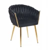 Furnitex GLAMOUR Juodas VELVET MINŠTA KĖDĖ ANT AUKSINIŲ KOJŲ K7-FX (G)