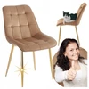 Furnitex Glamour Veliūrinė kėdė su auksinėmis kojomis Velvet Riviera 24 Cappuccino CHIC