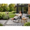 Gardenline Sodo fotelis, juodas, reguliuojamas, padėklas atramai galvai, Textilene