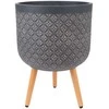 Home4You Gėlių vazonas PAO D37xH52cm su kojelėmis, tamsiai pilkas
