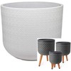 Home4You Gėlių vazonas SELENA D24xH29,5cm su kojelėmis, baltas