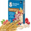 Gerber Grain Grow Milk Kviečių ir avižų košė Bananų ir aviečių 200 g 6m+