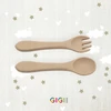 Gigi Kids Silikoniniai stalo įrankiai vaikams, mokantis valgyti, maitinti kūdikius, smėlio spalvos