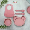 Gigi Kids Vaikų stalo įrankiai Silikoninis šaukštas ir šakutė Mokymasis valgyti Be BPA
