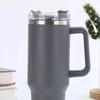 Gordon Termo puodelis su šiaudeliu, tamsiai pilkas, nerūdijančio plieno, didelis XXL 1200 ml, su rankena karštiems ir šaltiems gėrimams