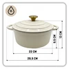 HAGE 3L emaliuotas ketaus PUODAS SU dangteliu, KREMINIS, INDUKCINĖ ORKATINĖ, 22cm