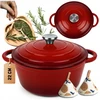 HAGE Ketaus puodas, emaliuotas, 3 l, dangtis 22 cm, raudonas, indukcinė orkaitė