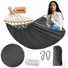 HAGE TURISTINIS SODO BOHO HAMAKAS SU BĖGIU 150x275cm 240kg TAMSIAI PILKA