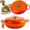 HAGE Žemas puodas, ketaus, emaliuotas, 3 l + kambarys 30 cm, oranžinis, indukcinis, orkaitė