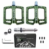 Hakuri PLATFORMINIAI DVIRAČIO PEDALAI ENDURO MTB ALUMINIUM 3 x guoliai Žalias ARMY