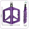 Hakuri Platforminiai pedalai Nailoniniai pedalai Šviesiai violetiniai + MTB PINS 3 GUOLIAI
