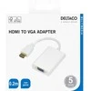 HDMI - VGA adapteris DELTACO 1920x1080 60Hz, 0.2m, baltas / HDMI-VGA8-K / R00140002