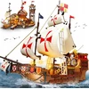 HiWEEGO BLOKŲ PIRATŲ LAIVAS SANTA MARIA PILIS NAMAS KELIAS 2in1 DOVANA 1253vnt.