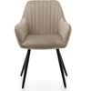Home Design AKSOMINĖ MINKŠTA KĖDĖ SVETAINEI, VALGOMAI, TAMSIAI BEIGE VELVET
