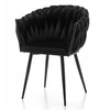 Home Design Juodas veliūro krėslas su pintomis detalėmis, modernus "glamour" stilius