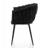 Home Design Juodas veliūro krėslas su pintomis detalėmis, modernus "glamour" stilius