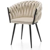 Home Design Modernus smėlio spalvos veliūro krėslas su pintomis detalėmis