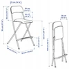 IKEA FRANKLIN Sulankstoma taburetė su atlošu, balta, 63 cm