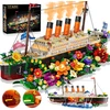 Insoon TITANIKO BLOKAI TITANIC SHIP KRUIZINIS LAIVAS LED 1860vnt FIGURINIŲ RINKINYS
