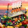 Insoon TITANIKO BLOKAI TITANIC SHIP KRUIZINIS LAIVAS LED 1860vnt FIGURINIŲ RINKINYS