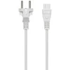 Įžemintas prietaiso kabelis DELTACO tiesus CEE 7/7 į tiesų IEC 60320 C5, 1m, max 250V / 2.5A, 3X0.75mm2, baltas / DEL-109CV