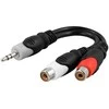 Inline Kabelis DELTACO 3.5mm M-2xRCA F, 0.1m / AA-6