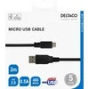 Kabelis DELTACO USB 2.0 Micro B, 2.4A, 2m juodas / USB-302S-K / R00140009