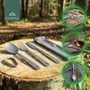 KADVA turistiniai stalo įrankiai / titano itin lengvi 60g / PEILIS + ŠAKŠTAS + Šakutė