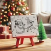 Kalėdų tapybos rinkinys molbertas + teptukas + dažai + drobė 10x15 cm Kalėdų Senelio rogės Artmaker