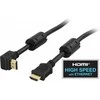 Kampinis HDMI kabelis DELTACO HDMI High Speed su eternetu, 4K, UltraHD @60Hz, 1m, paauksuotos jungtys, 19 kontaktų kištukas, juodas / HDMI-1010V