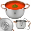 Karl Hausmann INDUKCINĖS DUJINĖS NERŪDIJANTOJO PLIENO 1,3L 14cm SU DANČIU AUKSO PUODAIS