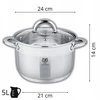 Karl Hausmann PLIENINIS PUODAS 5L INDUKCINIAM NERŪDIJANČIO PLIENO DUJINIU STIKLO DANGIUI 24cm