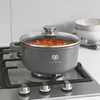 Karl Hausmann PUODAS INDUKCINIS DUJINIS GRANITINIS PUODAS 4,4L 24cm DANGINIS APVALUS PUODAS PILKAS