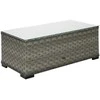 Sofa Home4You Lauko staliukas GENEVA,105x51xH39cm, stalviršis: 5mm skaidrus stiklas, rėmas: aliumininis su plastikinių vytelių apdaila, spalva: pilka