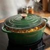 Ketaus skrudinimo keptuvė žąsų viryklė emaliuota HAGE 6 l butelis žalias dujų indukcijai