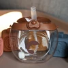 Kidnort Baer vaikiškas vandens butelis 300ml Brown 6M+ Tritan Straw Lanyard BE BPA