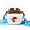 Kidnort Baer vaikiškas vandens butelis 300ml Brown 6M+ Tritan Straw Lanyard BE BPA