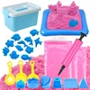 Kinetic Sand 3kg Rožinė su smėlio dėžės formomis mentelių rinkinys