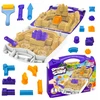 Kinetinis smėlis lagaminas pilis formelės smėlio dėžė rinkinys vaikams Click4Toys