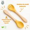 Koala Kay Silikoniniai mediniai stalo įrankiai vaikams, kūdikiams, šaukštas, šakutė, arbatinis šaukštelis