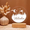 Koala Wood Prezent Dla Dziewczynki Boho Lampka Nocna su Imieniem Na Roczek Urodziny