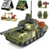 Konstrukciniai blokeliai Mould King 24073: Tankas T-72b3 su karine stovykla