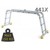 Itoss Kopėčios aliuminės, sulankstomos 4 dalių FORTE | 4x4 pakopų 237-468cm